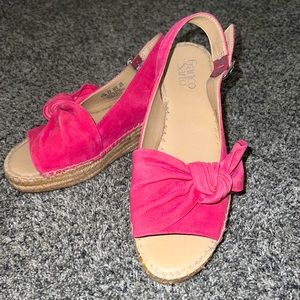 Franco Sarto Women's Hot Pink Espadrille Wedge Sandals size 8.5 8 1/2